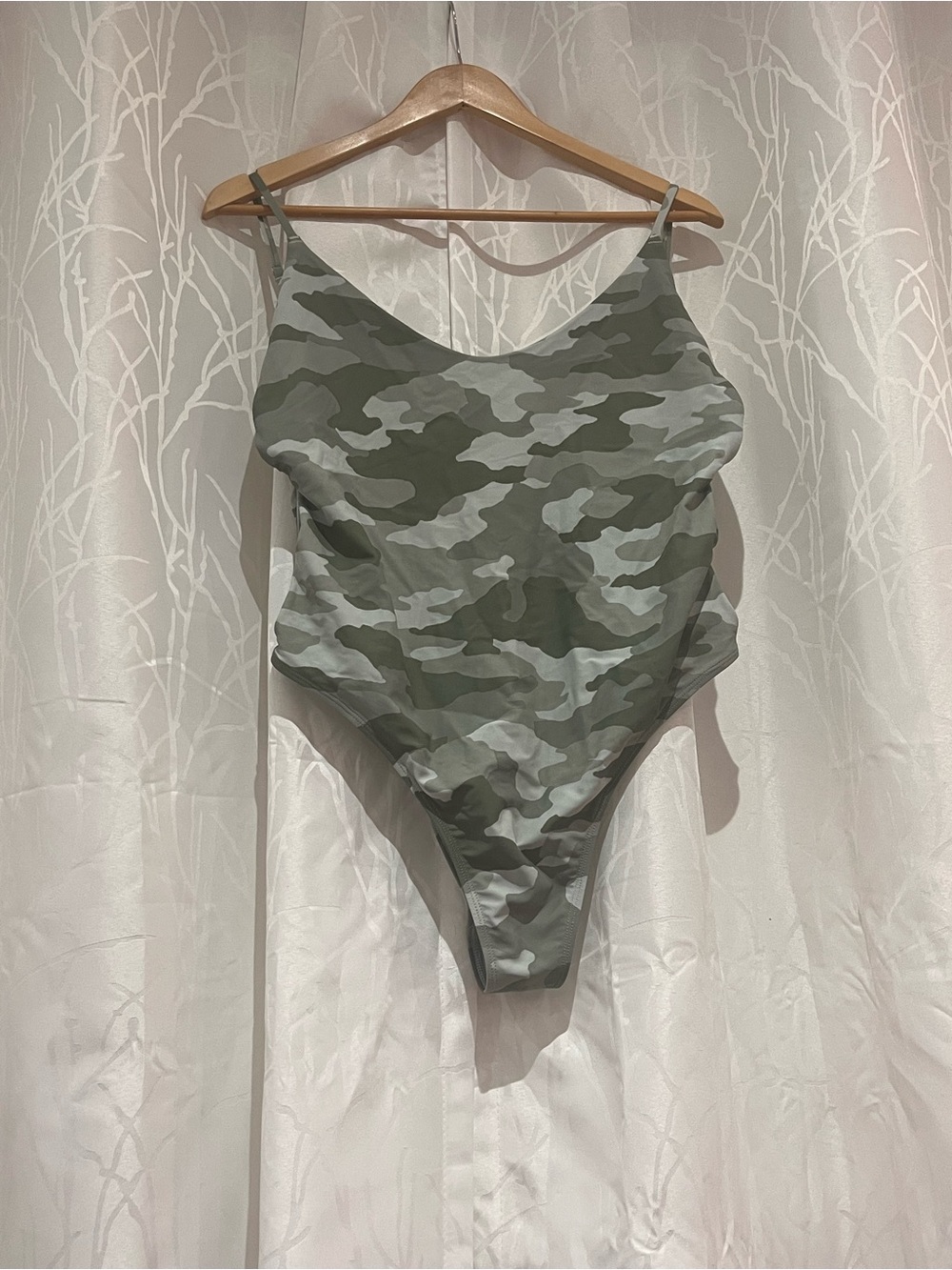 Aerie Olive Camo cut out keyhole One-Piece Swimsuit